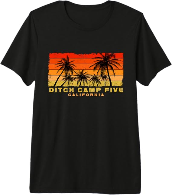 Ditch Camp Five California Retro Palm Sunset Coastal Art Premium Tri-Blend T-Shirt
