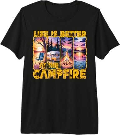 Life is Better at The Campfire Outdoor Lifestyle Natur Lover Premium Tri-Blend T-Shirt