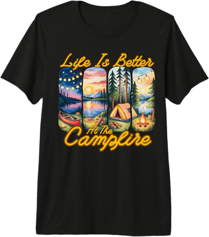 Life Is Better At The Campfire Outdoor Lifestyle Natur Lover Premium T-Shirt