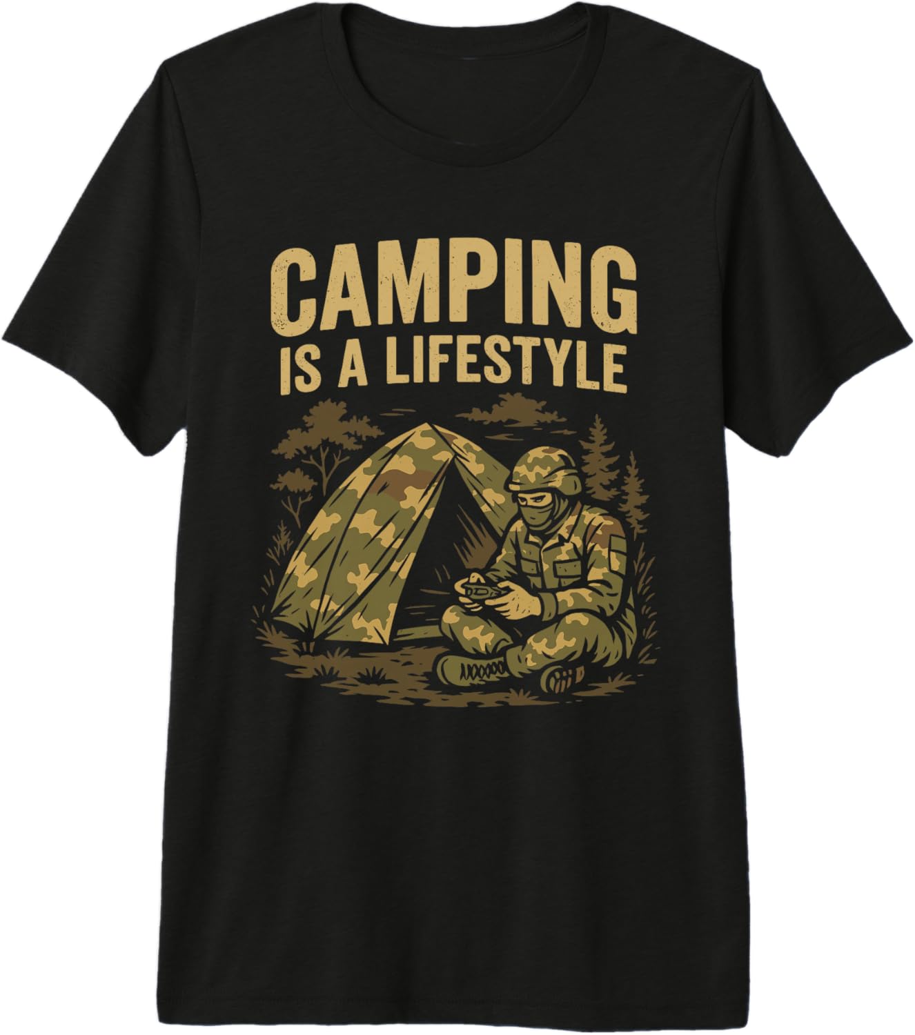 Camping Lifestyle Funny Outdoors Survival Gamer Humor Gaming Premium Tri-Blend T-Shirt