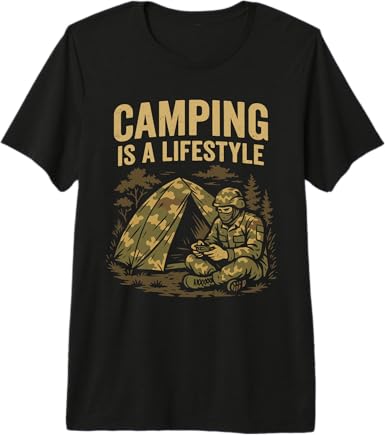 Camping Lifestyle Funny Outdoors Survival Gamer Humor Gaming Premium Tri-Blend T-Shirt