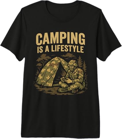 Camping Lifestyle Funny Outdoors Survival Gamer Humor Gaming Premium Tri-Blend T-Shirt
