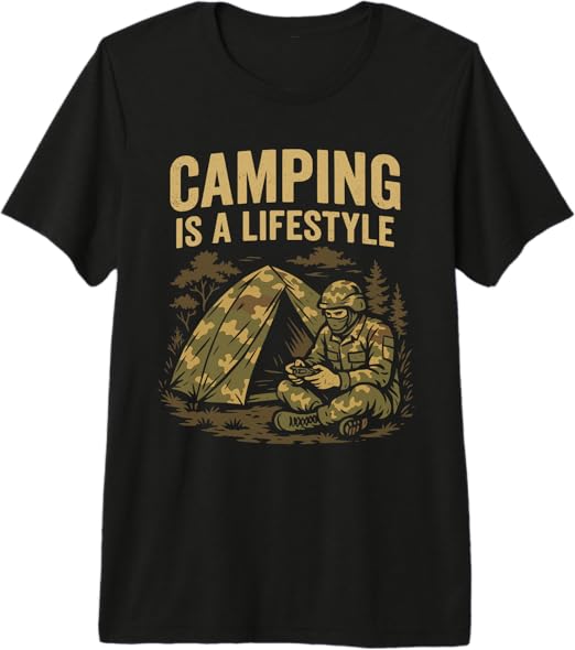 Camping Lifestyle Funny Outdoors Survival Gamer Humor Gaming Premium Tri-Blend T-Shirt