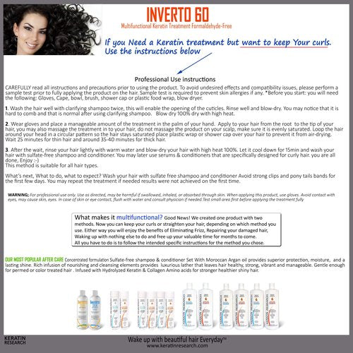 INVERTO 60 Advanced Gel Complex Brazilian Keratin Hair Blowout Treatment Formaldehyde Free Straightening Smoothing and Repairing Damaged Hair Keratin Research (Long Hair-240ml)