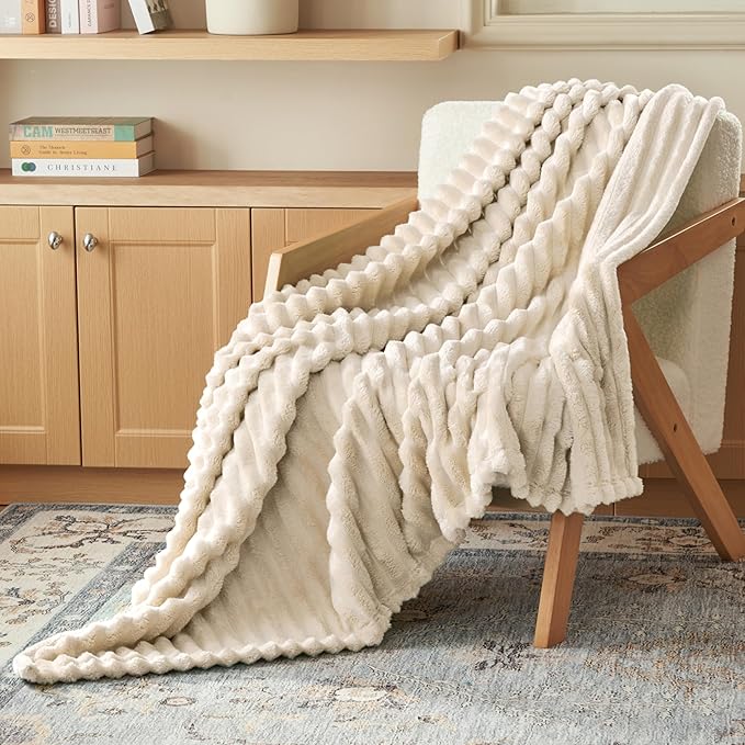 Joiedomi Beige Throw Blanket for Couch, Soft & Warm Beige Fleece Blankets Gifts for Women Mom, Cozy Cute Soft Throw 50x60 ...