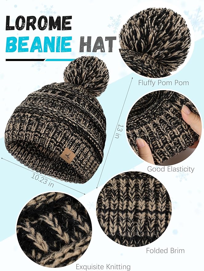 Winter Hat Scarf Gloves and Ear Warmer, Warm Knit Beanie Hat Touch Screen Gloves Set Winter Gifts Neck Scarves for Women