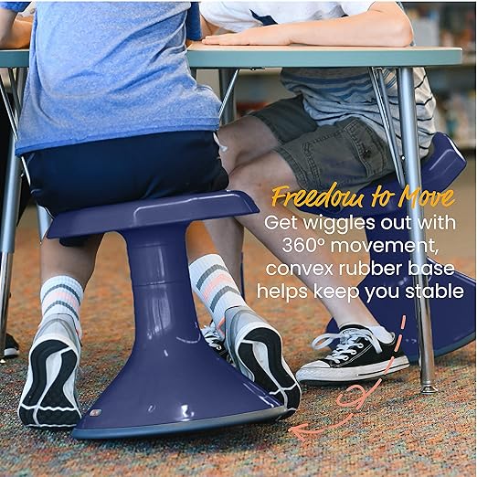 ECR4Kids ACE Active Core Engagement Wobble Stool, 15-Inch Seat Height, Flexible Seating, Navy