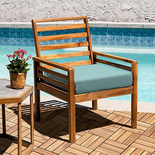 VICTORY RELAX Acacia Wood Decking Tiles 9PCS - Easy Snap Interlocking Deck Tiles for Patio Poolside Balcony Decor - All Weather Waterproof Flooring for Indoor & Outdoor (Round Joints)