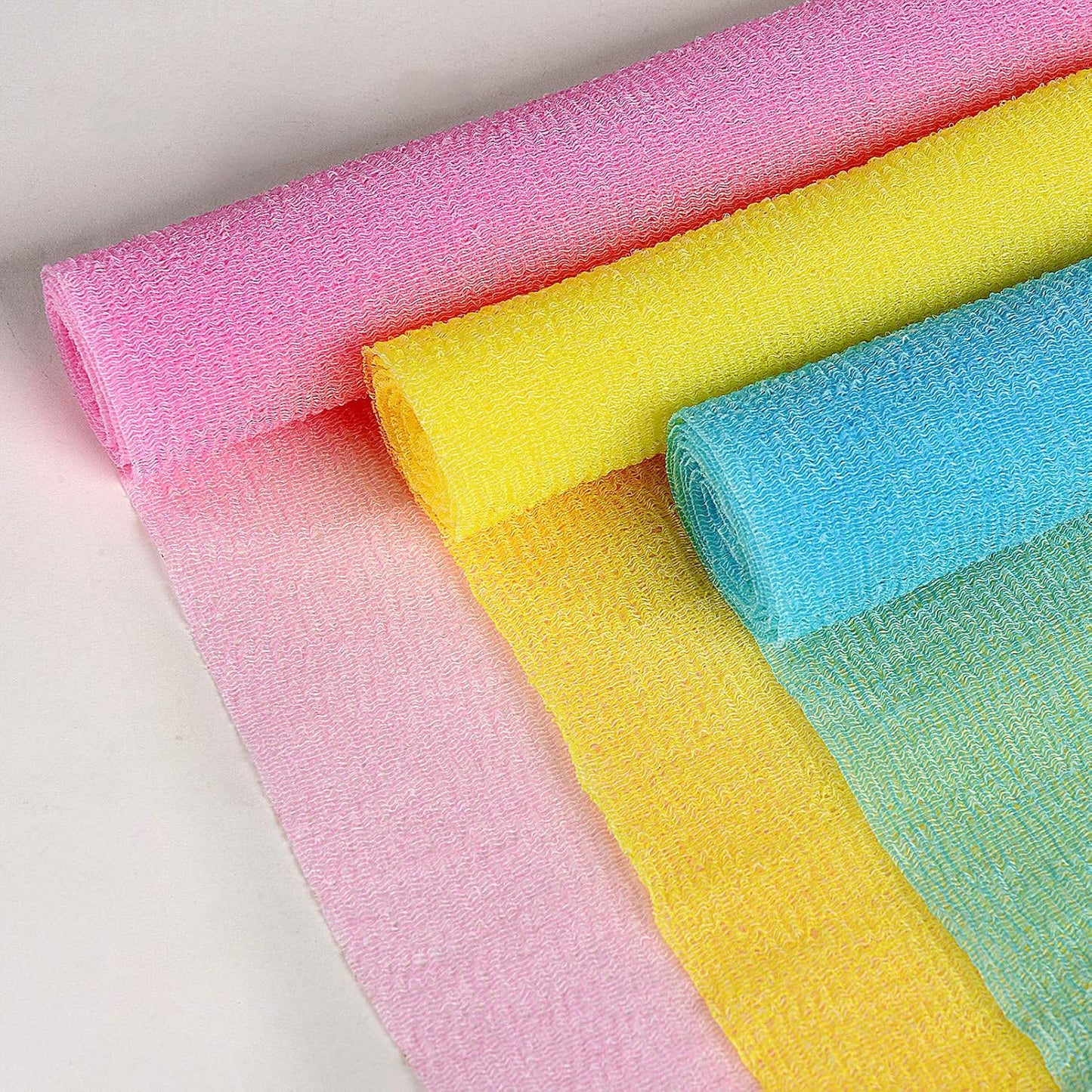 ARCH&M Exfoliating Washcloth 12 Pack Back Scrubber for Shower Towel Body Scrubber Microabrasion Sponge Japanese Bath Wash Korean Beauty Wash Cloth Loofah Scrubber Black Off-White Navy-Blue