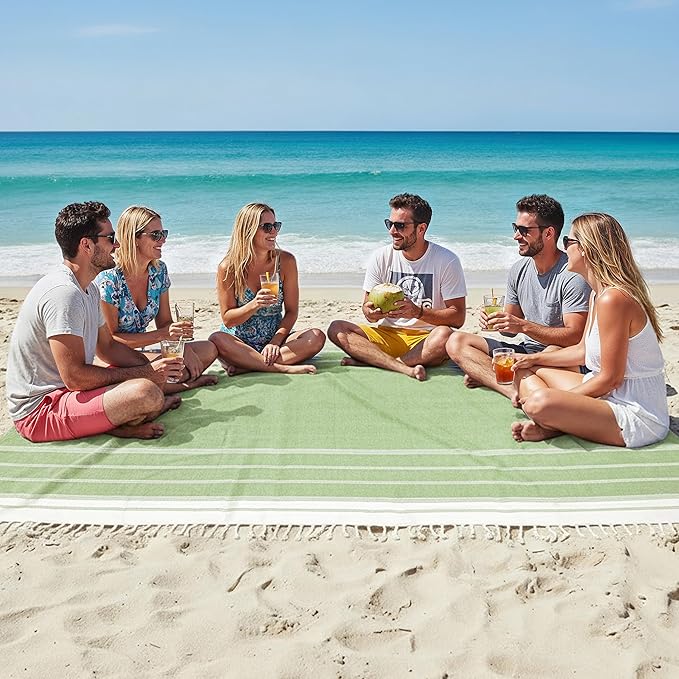 LANE LINEN Beach Blanket Sandproof – Lightweight Oversized Picnic Mat with Quick-Dry Comfort & Diamond Weave Design 82"x8...