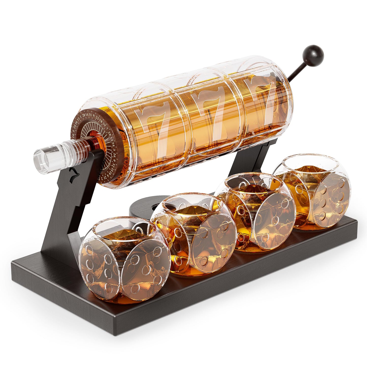 Kollea Slot Whiskey Decanter Set for Men, 50.7 Oz Casino Style Whiskey Decanter with 4 Dice Glasses, Gag Birthday Gifts for Men Dad, Him, Boyfriend, Guy, Liquor Dispenser for Anniversary, Father's Day
