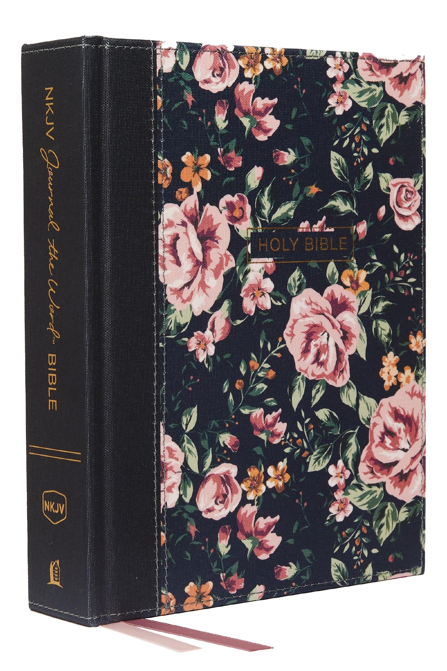 NKJV, Journal the Word Bible, Cloth over Board, Blue Floral, Red Letter, Comfort Print: Reflect, Journal, or Create Art Next to Your Favorite Verses