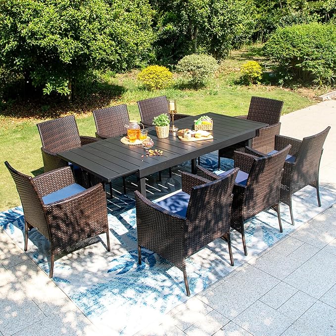 Sophia & William Wicker Patio Chairs Set of 8, 8 Pcs All-Weather Rattan Outdoor Dining Chairs with Seat Cushions