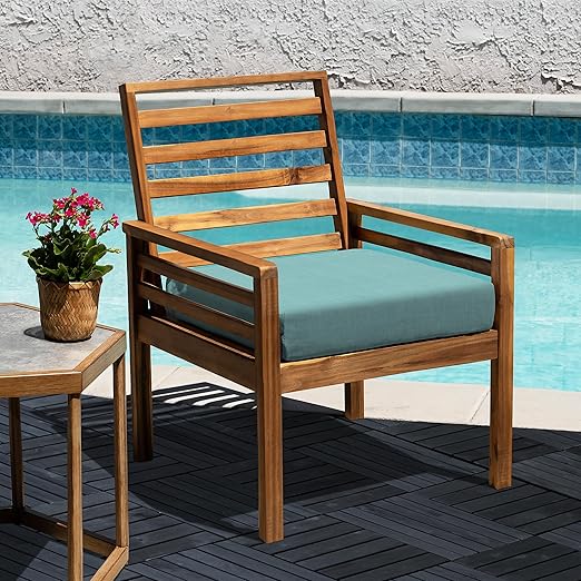 VICTORY RELAX Acacia Wood Decking Tiles 27PCS - Easy Snap Interlocking Deck Tiles for Patio Poolside Balcony Decor - All Weather Waterproof Flooring for Indoor & Outdoor (Round Joints)