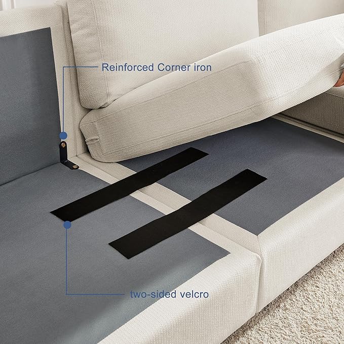 Mofolit 100“ L Shaped Couch with Reversible Chaise Sectional couches Sofa Corner Couches for Living Room,Apartment and Compact Spaces(Cream)