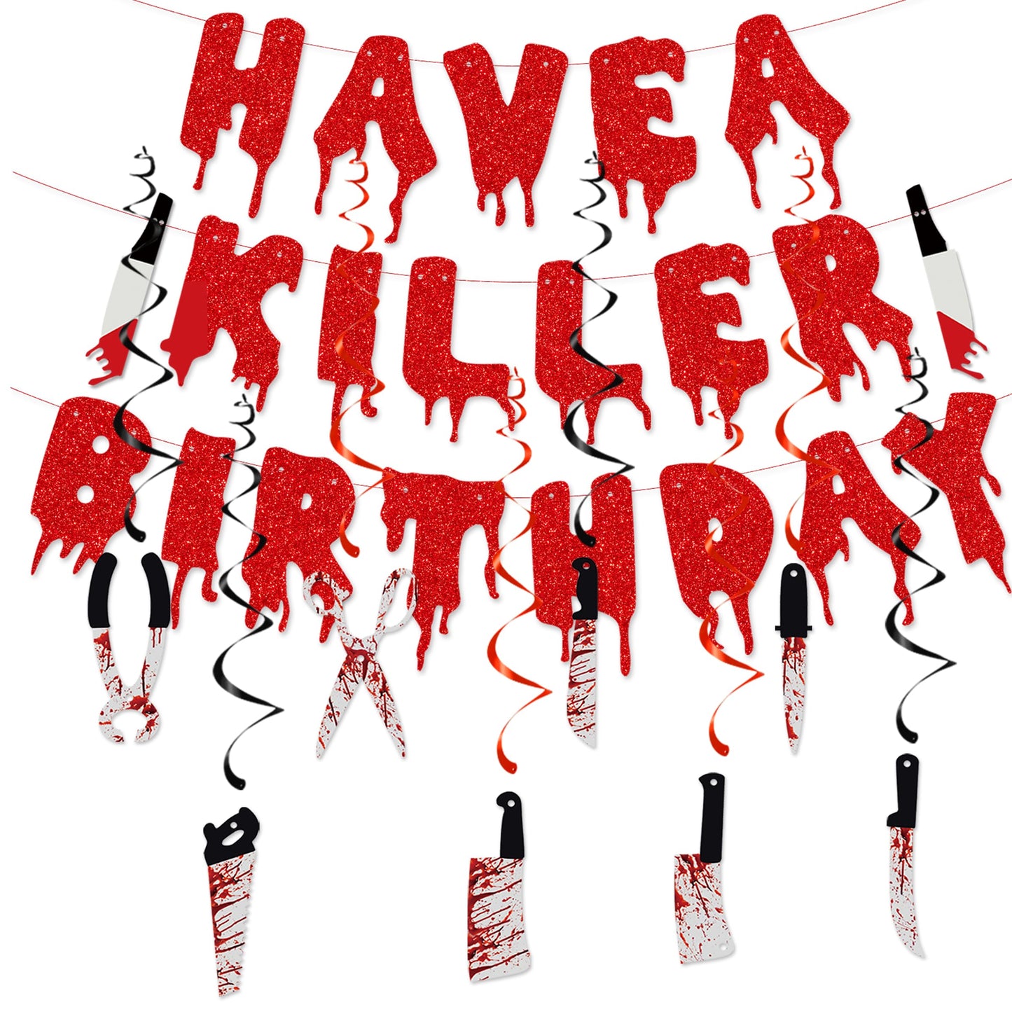 Killer Halloween Birthday Banner - Horror Movie & Zombie Vampire Theme Decorations