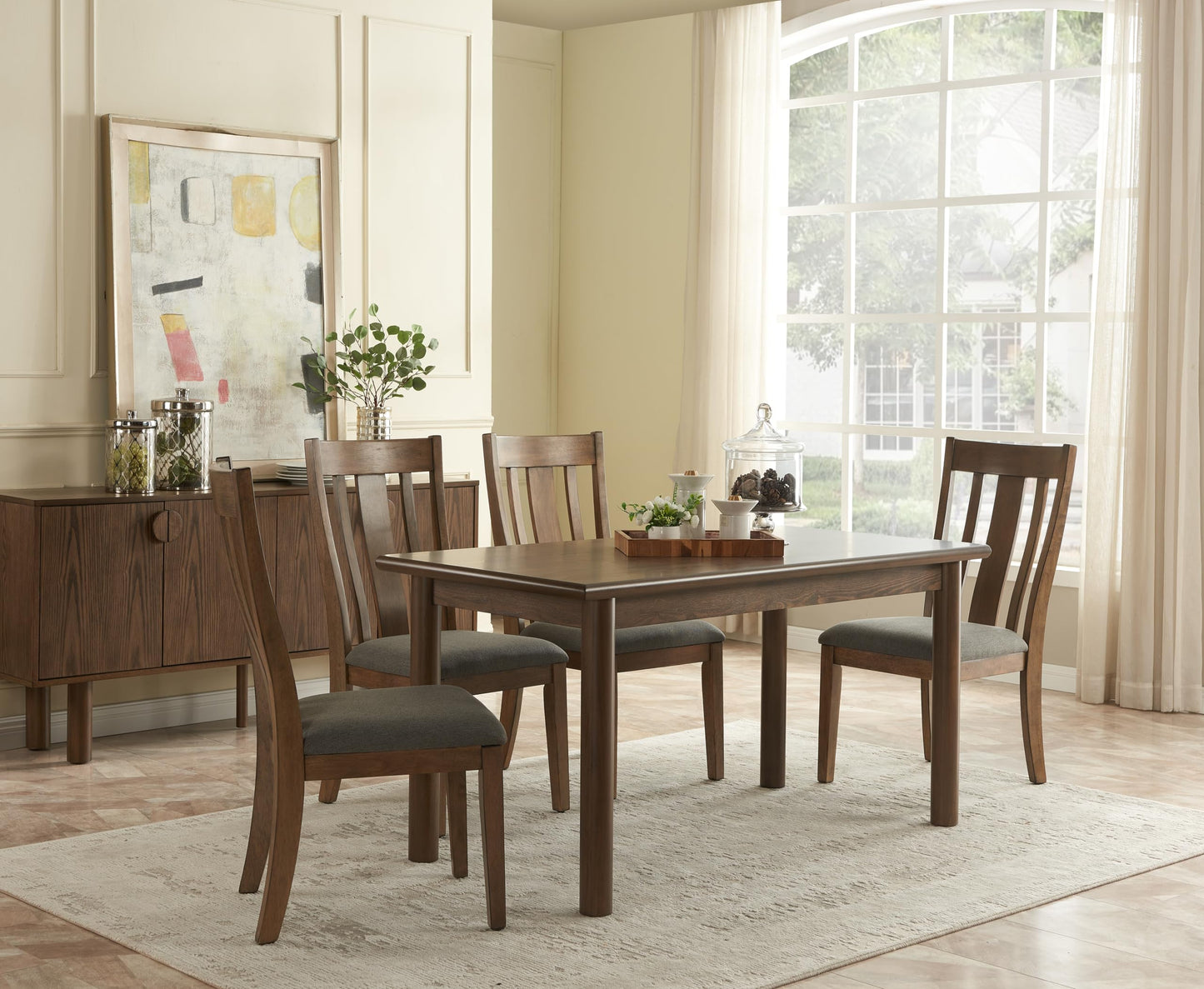 EASTALOLO 60" Rectangular Dining Table for 6 Person, Retro Kitchen Table, Wooden Dinner Room Table with Solid Wood Legs, for Home Kitchen Restaurant Living Room
