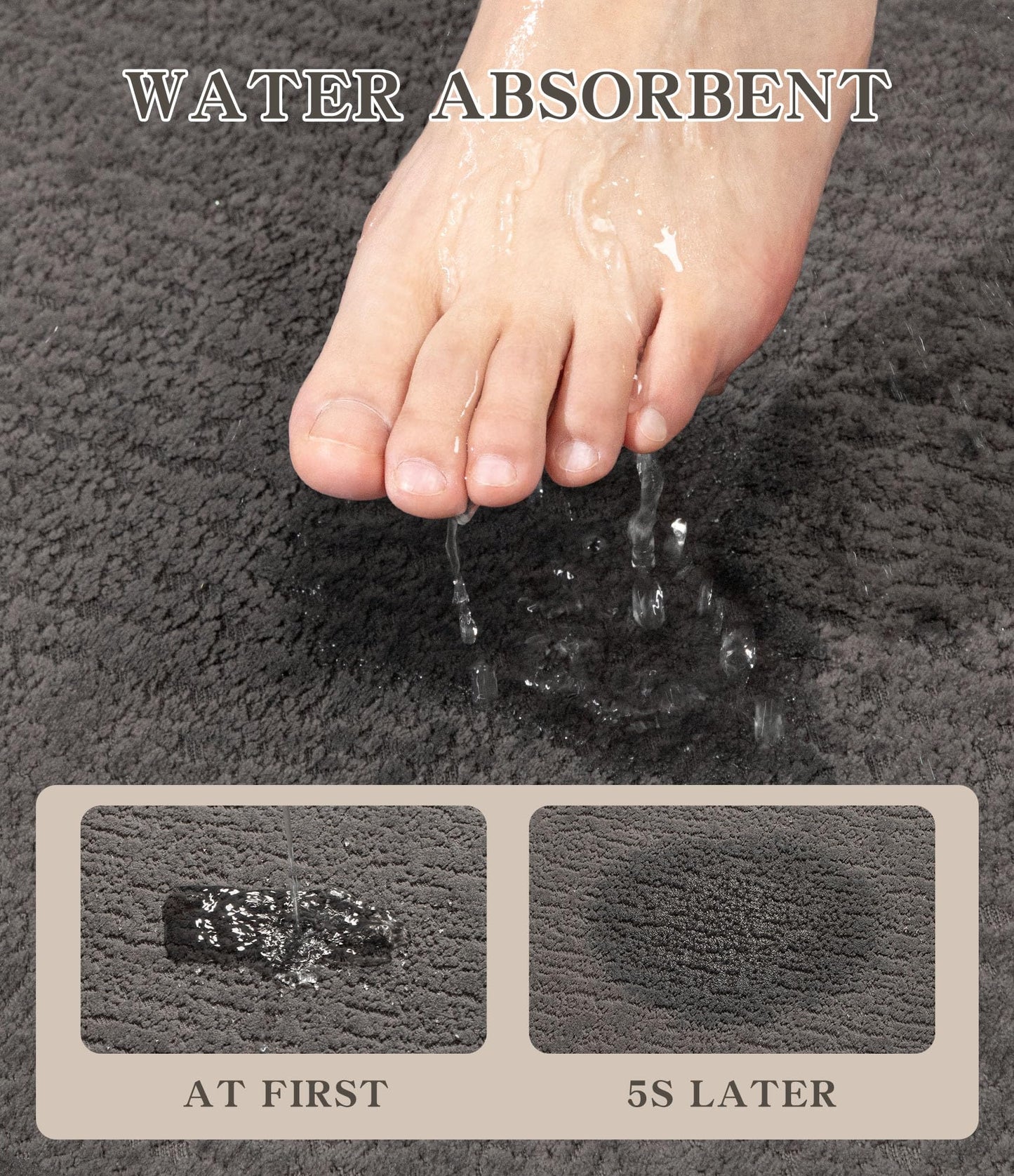 chakme Bathroom Rugs Mat 24x17, Ultra Thin Non Slip Bath Mat Small Quick Dry Absorbent Bath Mat for Bathroom Floor, (Grey, 24"x17")