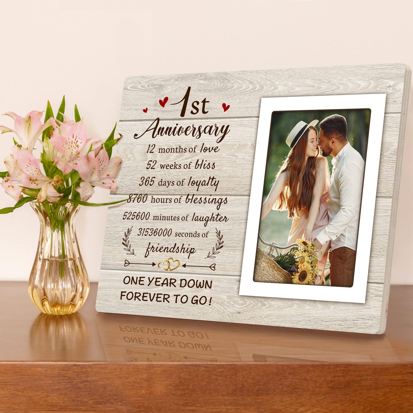 Pandasch 1st Anniversary Paper Gifts for Him Her - One Year Romantic Wedding Picture Frame Fit 4x6 Photos for Boyfriend Girlfriend, 1 Year Anniversary Valentines Gifts for Husband Wife Couple