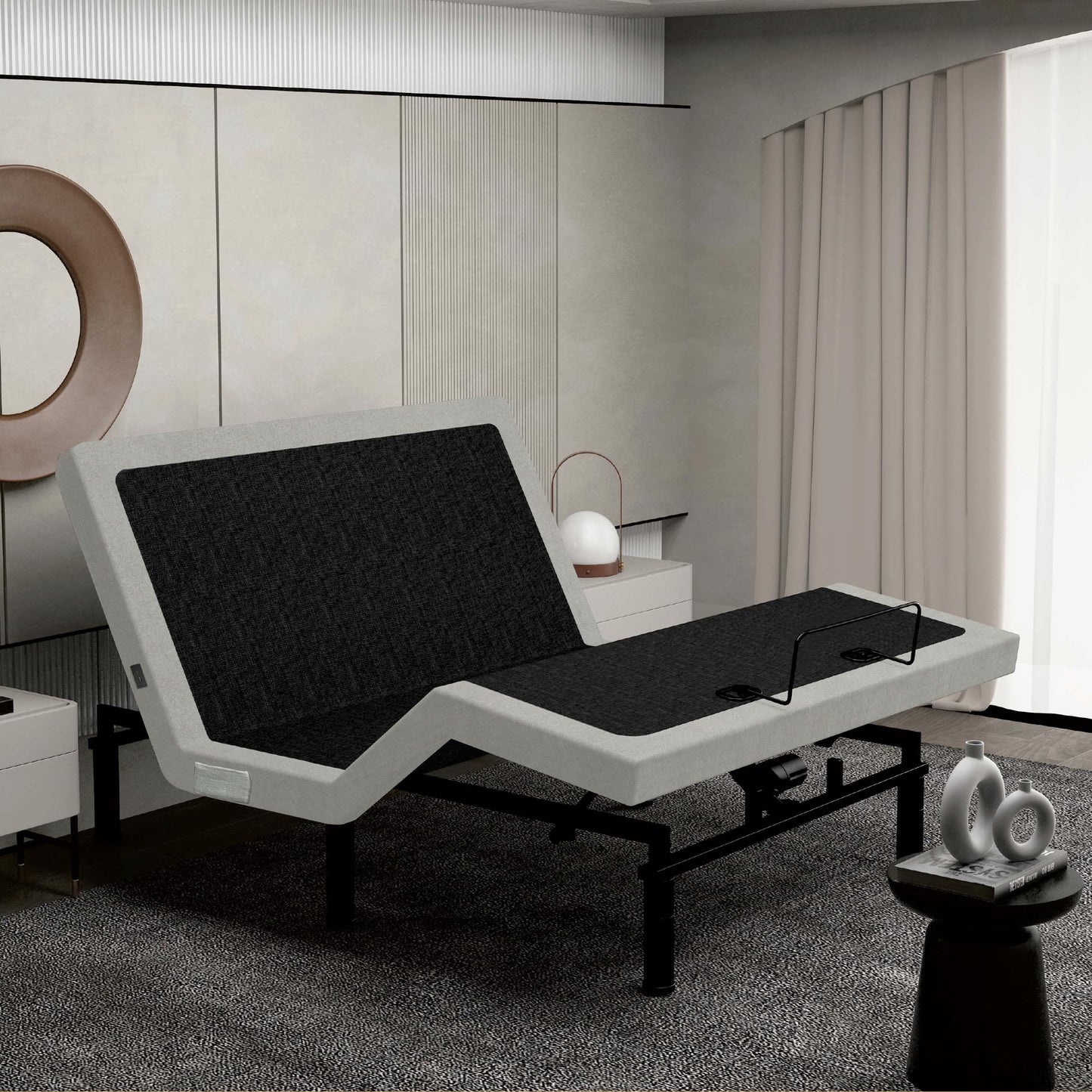 Irvine Home Collection Twin XL Adjustable Bed Base - Dual Massage - USB Ports - Zero Gravity - Underbed Light - Wireless Remote - Zero Clearance - Anti Snore - Memory Positions