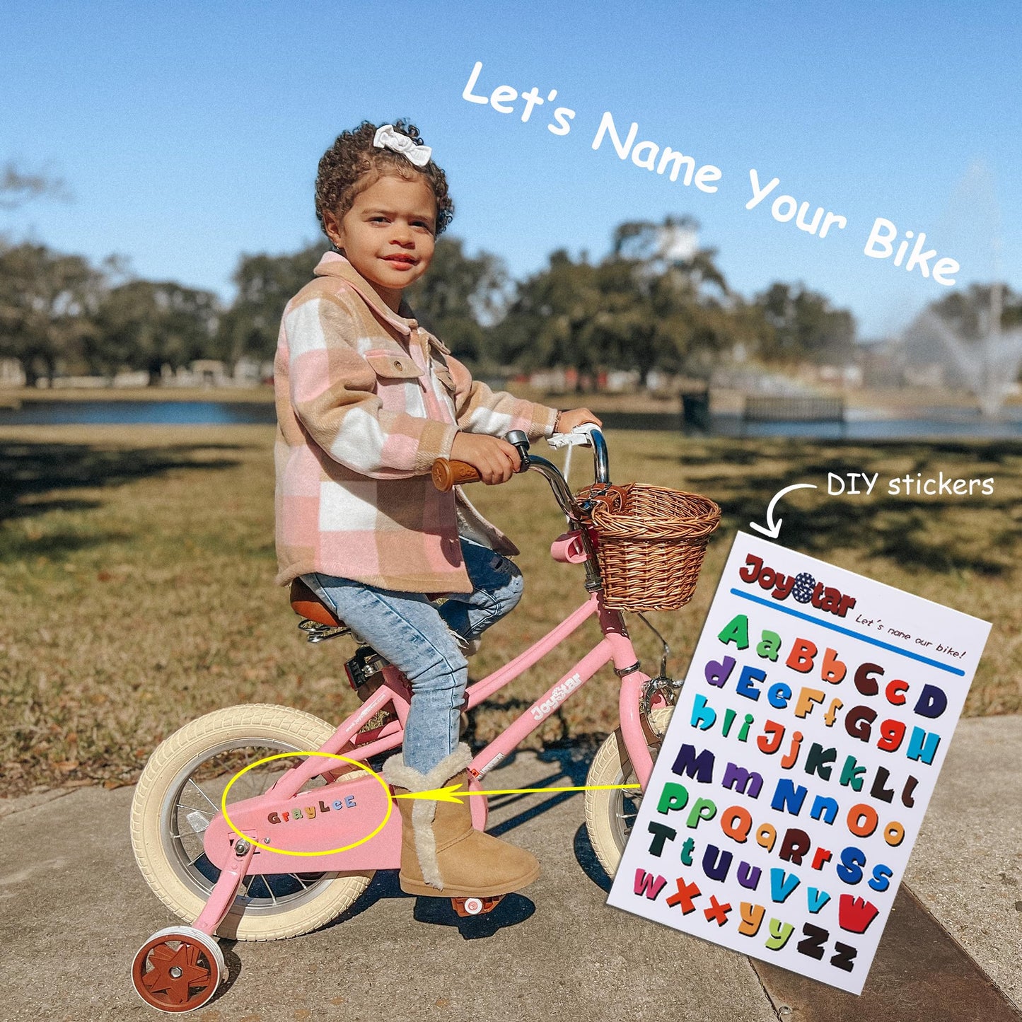 JOYSTAR 12 inch Kids Bike for Toddlers 3-4 Years(33"-41") Girls, Girls Bike with Training Wheels & Basket, Kids' Bicycle Pink