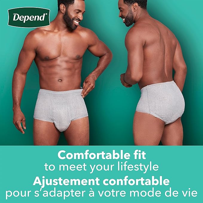 Depend FIT-Flex Incontinence Underwear for Men, Maximum Absorbency, Disposable, Large, Grey, 17 Count (Pack of 2)