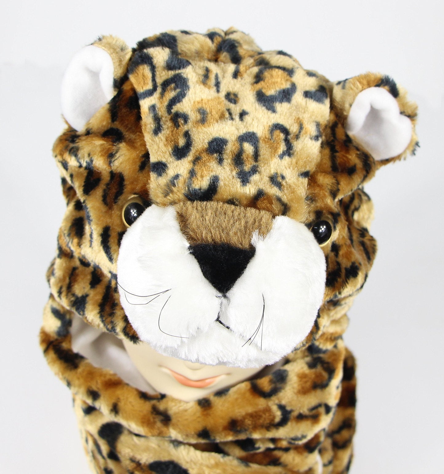 Bioterti Plush Novelty Animal Hat: One Size Fits All Adults & Kids/Soft, Warm Beanie Hat (Brown Leopard)