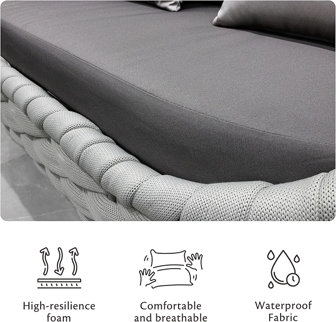 ercimi 4 Pieces Set Aluminum Outdoor&Indoor Sofa, Modern Patio Furniture Set Conversation Set with Soft Cushion and Coffee Table for Balcony Garden (Dark Grey)