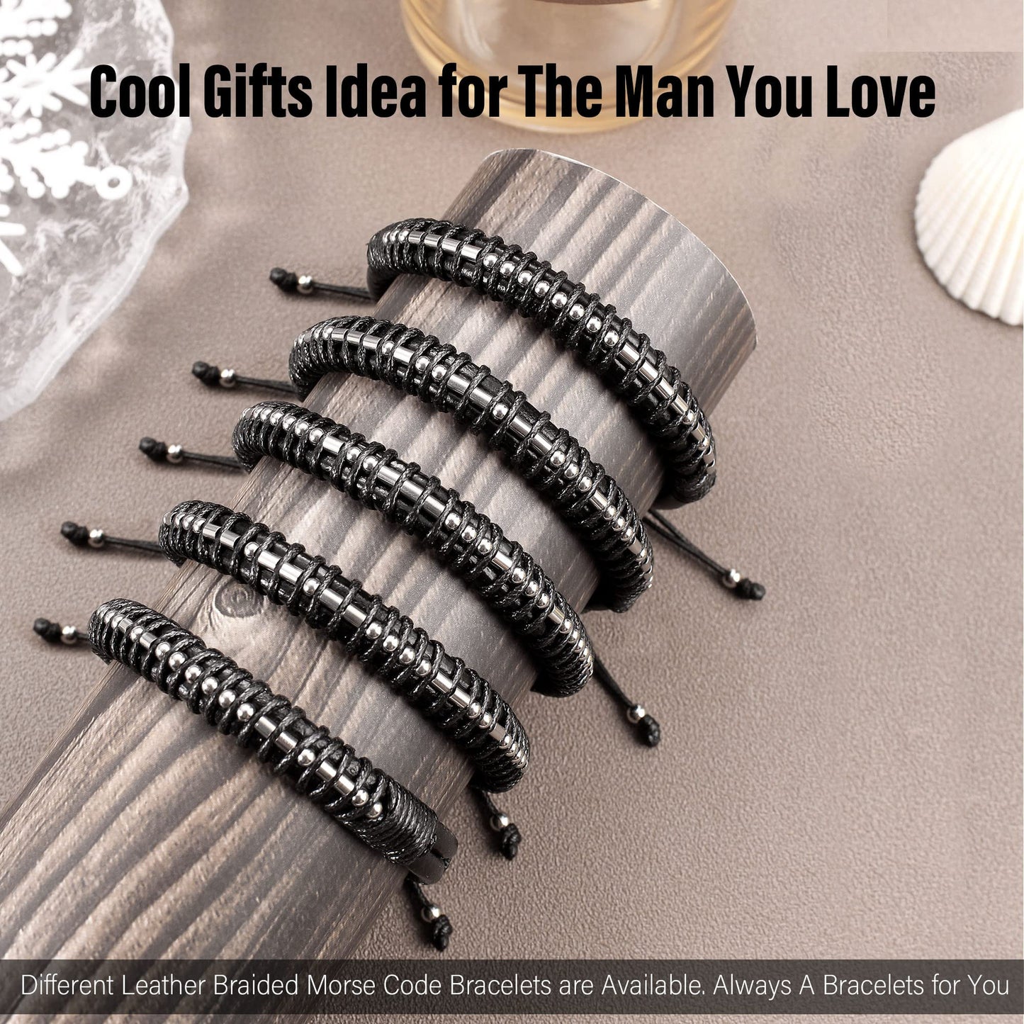 Btysun Stocking Stuffers for Teens Grandson Bracelet from Grandma I Love You Gifts for Him Grandson Leather Bracelet for Teen Bi