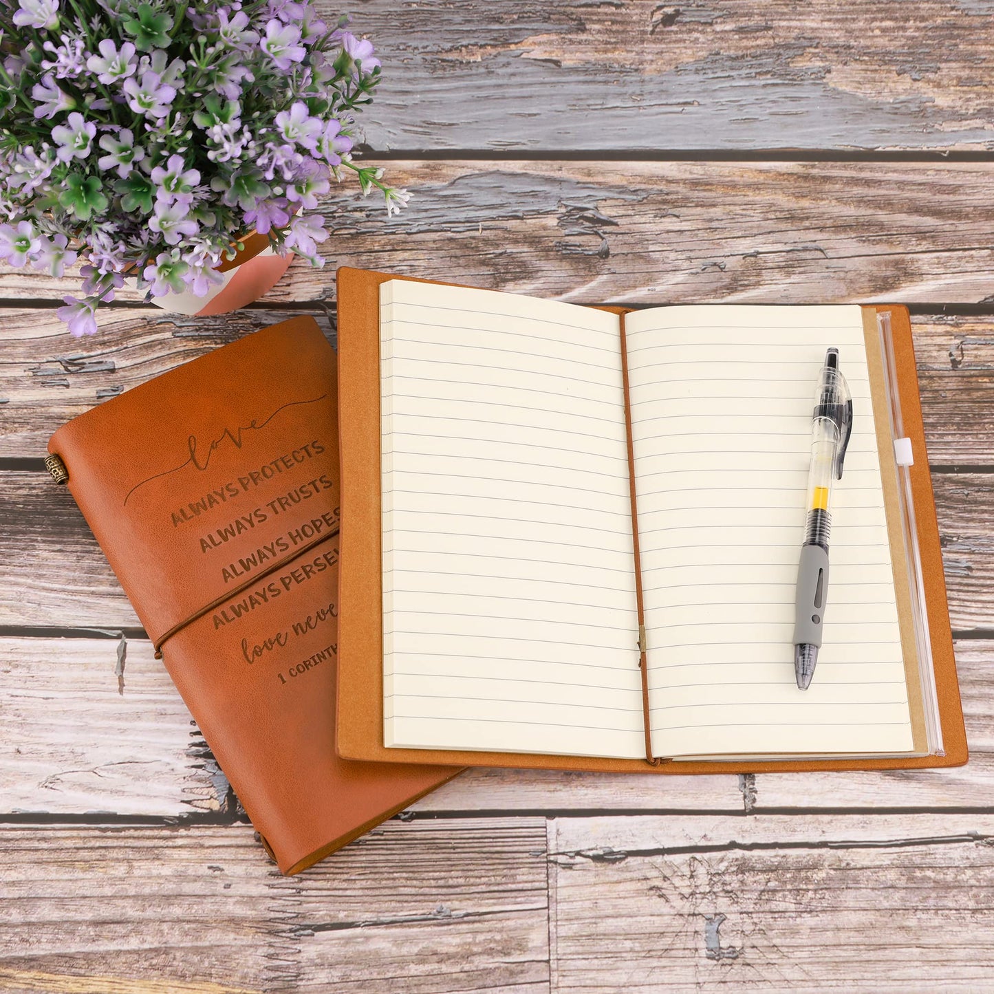 Engraved Leather Journal for Him/Her, Valentines Day Gifts for Husband from Wife, Romantic Present for Boyfriend Girlfriend, Travel Journal Gift for Engagement Wedding Anniversary Birthday