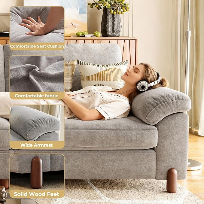 SITJOY 149" Oversized Sectional Couches for Living Room, Extra Large Deep Seat Modular Sofa with Washable Covers, 4 Seater U Shaped Couch with Chaise, Storage Ottoman, Chenille in Light Gray
