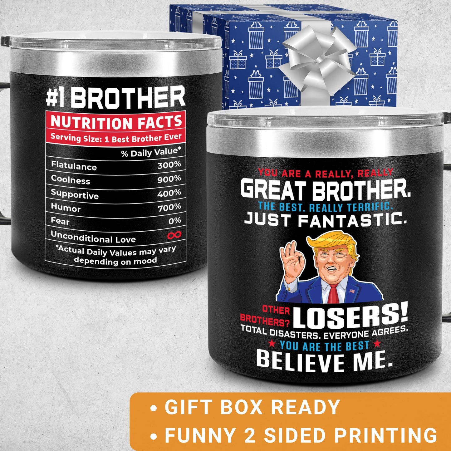 CHUSUKASU Gifts for Brother from Sister, Birthday Gift for Adult Older Bro, You Are A Really Great Brother Mug Tumbler 14Oz - Insulated Coffee Cup with Lid and Gift Box