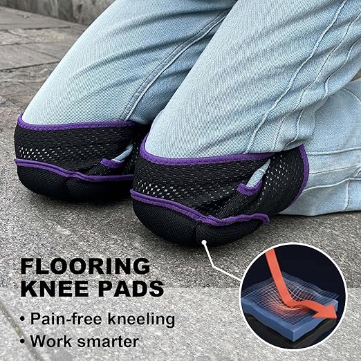 Work Knee Pads for Men Women, Garden Knee Pad for Weeding Cleaning Planting, Elastic Kneepads for Flooring Installation, Safety Kneeling Knee Pads for Painting Repairing Scrubbing Floors, Purple XL (1 pair)