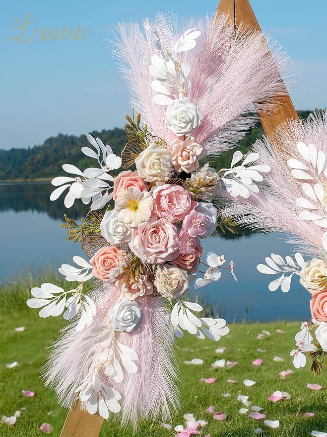 Wedding Arch Flowers, Artificial Flowers for Decoration, Large Flower Swag for Boho Styles Wedding Ceremony Floral Decor - Pack of 2