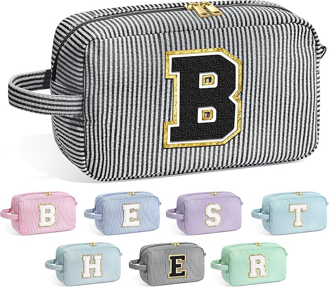 YOOLIFE Bridesmaid Proposal Gifts - Bridal Shower Gifts, Bridesmaid Gifts for Wedding Day, Maid of Honor Gifts, Bride To Be Gifts, Bachelorette Party Gift for Bride, Initial Makeup Bags for Women B