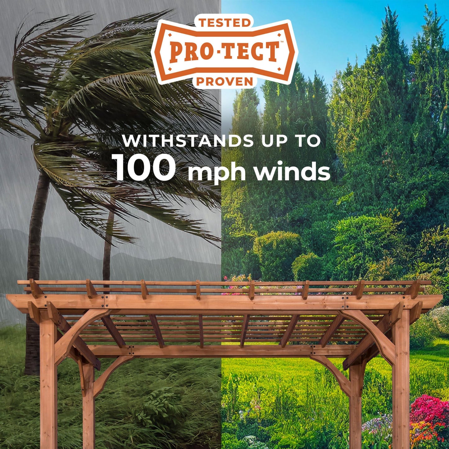 Backyard Discovery Beaumont 20' x 12' Traditional Cedar Wood Pergola Kit with Trellis Roof, All-Season Durability, High-Wind Rating, PowerPort, Shade for Outdoor Patio, Deck, Garden, and Entertaining