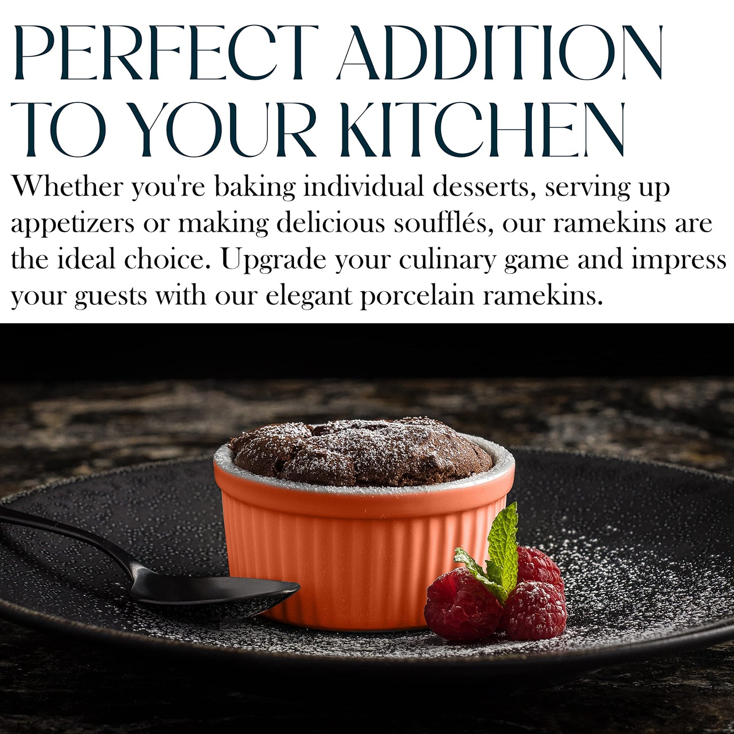 Bellemain 4 oz Porcelain Mini Bowls | Ramekins, Custard Cups, Mini Cheesecake Pans, Small Baking Dish, Dipping Sauce Bowls, Small Casserole Dishes, Ramekins Oven Safe to 500F, Set of 6 (Multi)