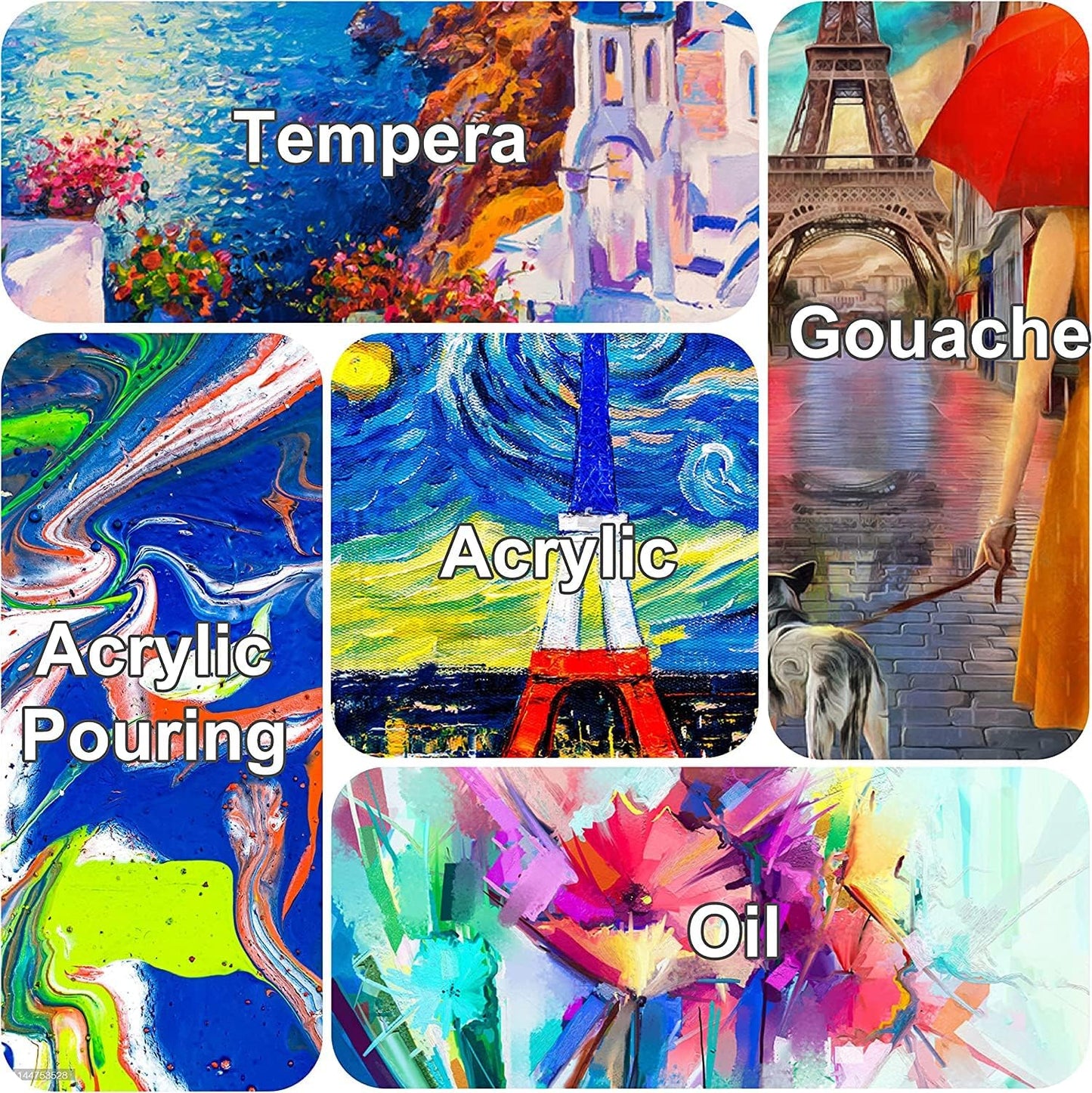 Large Canvas for Painting 24x48 Inch 3-Pack, 12.3 oz Triple Primed 100% Cotton Stretched Canvas, Blank Large Canvases for Oil Paint Acrylics Pouring & Wet Art Media