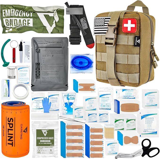 CareTac IFAK Trauma & First Aid Kit with CAT Gen 7 Tourniquet – Military-Grade Tactical Medical Kit Includes Israeli Banda...