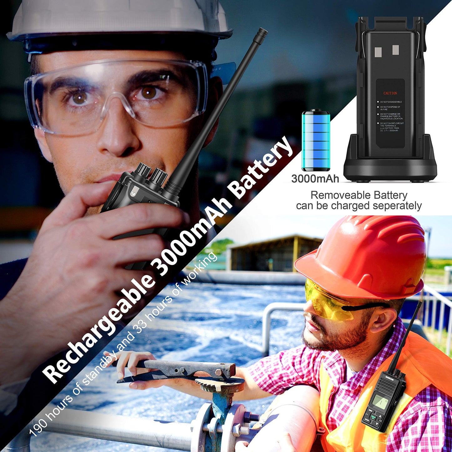 Samcom Fpcn10A Two Way Radios Long Range 3000Mah Heavy Duty Walkie Talkies For Adults Rechargeable Handheld Uhf 2 Way Radios Wit