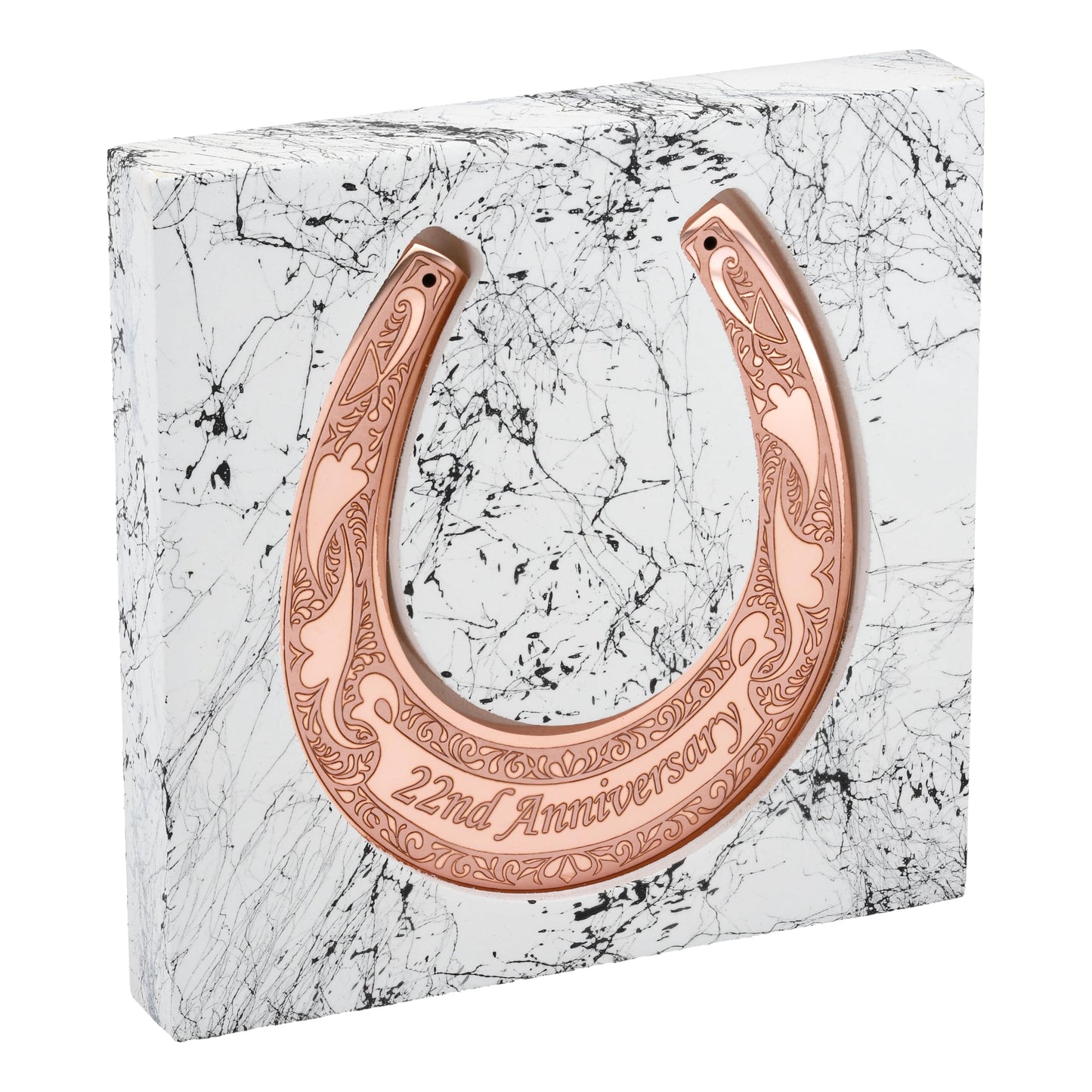 Copper Horseshoe with Wooden Stand - 22nd Anniversary, Copper Anniversary Decor, Lucky Keepsake Gift for Couple, Husband or Wife
