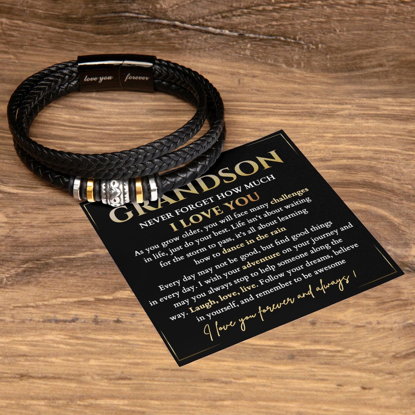 To My Grandson Bracelet, Grandson Bracelet From Grandma, Grandsons Gift From Grandparents, Anniversary Graduation Valentine Christmas Birthday Gifts For Grandsons With Message Card And Gift Box