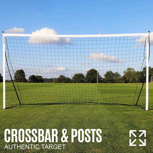 QUICKPLAY Kickster Soccer Goal, 3x5', Ultra Portable, Single Goal, Includes Net and Carry Bag, Alloy Steel, Fiberglass, Black, White