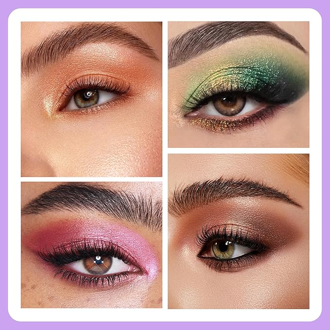 2Pcs Shimmer Brown Eyeshadow Double Colors Palette, High Pigment Eye Shadow Powder, Blendable Smooth and Texture Waterproof, Smudge-proof, Durable and Long-lasting Makeup Palette 01#+03#