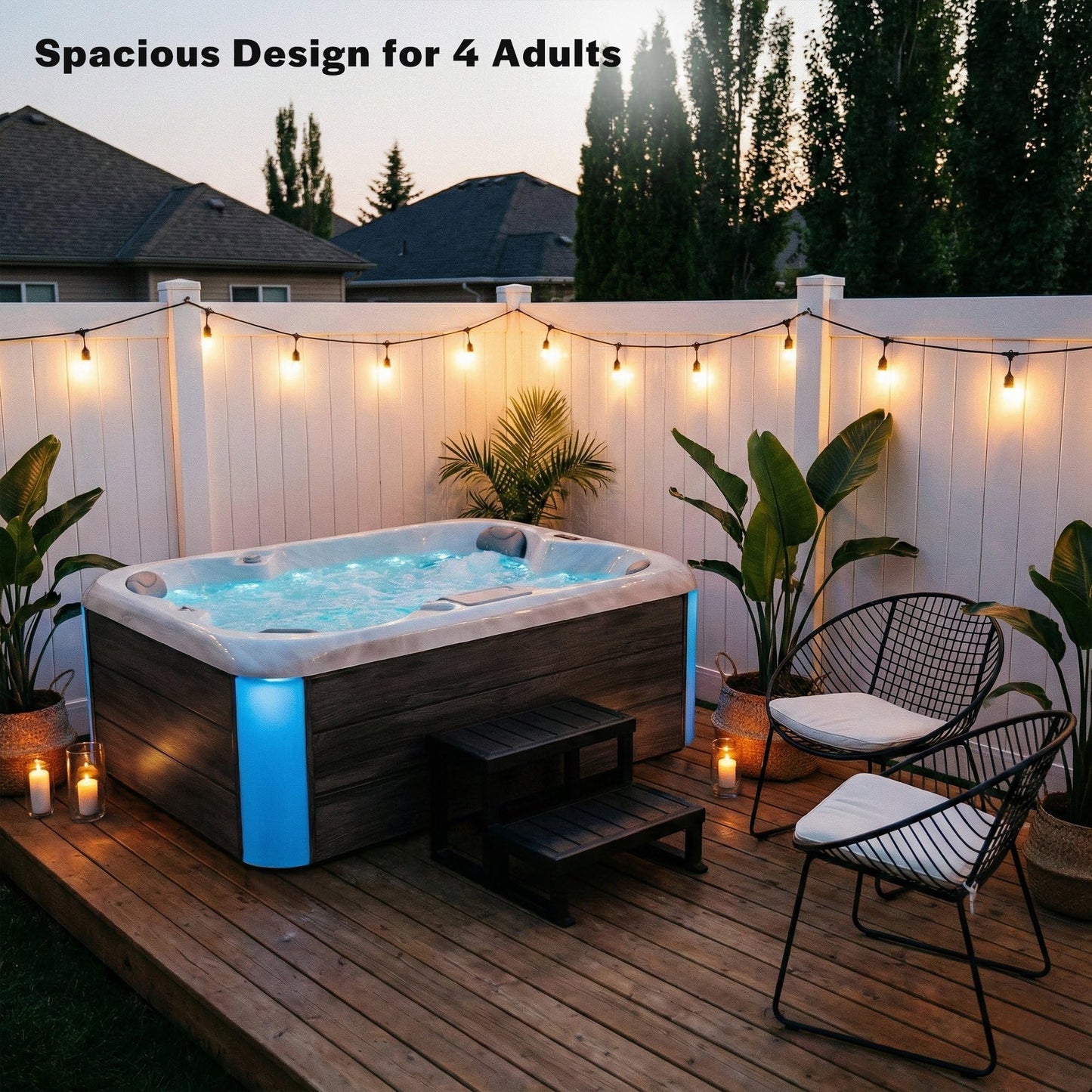 Empava Hot Tub, 4-Person Home Spa for Hydrotherapy, Arthritis & Muscle Relief |20-Jet 110V Backyard Oasis for Ultimate Recovery & Lasting Family Memories, Acrylic, 82", ETL Certified