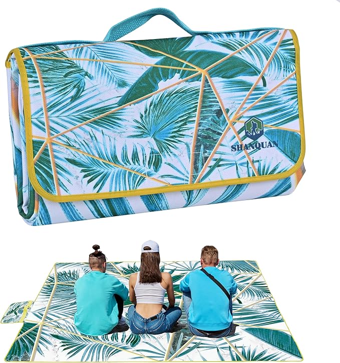 SHANQUAN Picnic Blanket, 59''x79'' Large Waterproof Sandproof Foldable Picnic Mat, Grass Lawn Park Blanket for Family Camp...