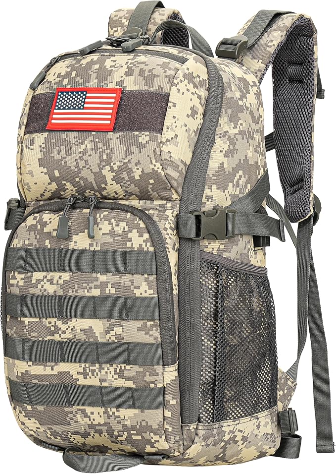 outdoor plus Camo Backpack,Military Boys Backpacks for School,Army Bookbag with USB Charging Port Waterproof,30l ACU Digital