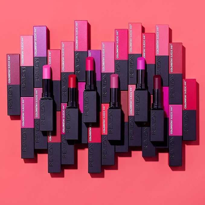 Revlon Lipstick, ColorStay Suede Ink, Built-in Primer, Stocking Stuffer for Women, Waterproof, Smudge-proof, Matte Color, 018 First Class, 0.09 oz