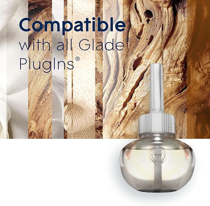Glade PlugIns Refills Air Freshener, Scented and Essential Oils for Home and Bathroom, Sheer Vanilla Embrace, 3.35 Fl Oz, 5 Count