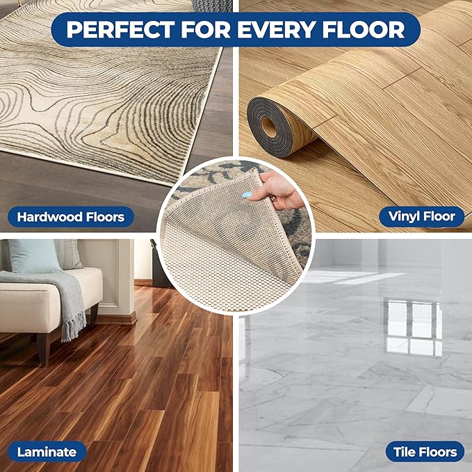 Superior Rio Reversible Rug Pad, Non-Slip, Non-Skid, Thick Mesh Design, Floor Protector, Padding, Furniture Gripper Mat, Slide Stopper, Foam Grip, Polymer Coated Polyester, 8' x 11', Cream
